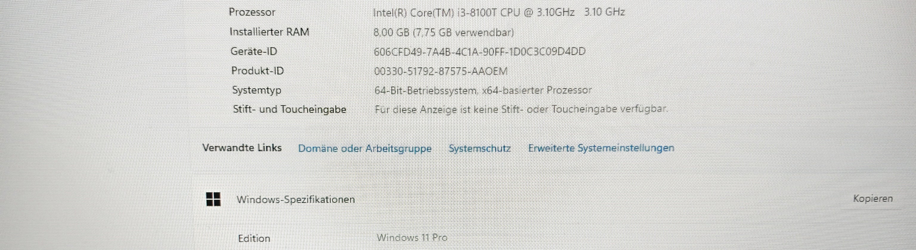 Fujitsu Esprimo Q958 Mini PC Intel Core i3-8100T 8GB RAM 128GB SSD Win 11 Pro