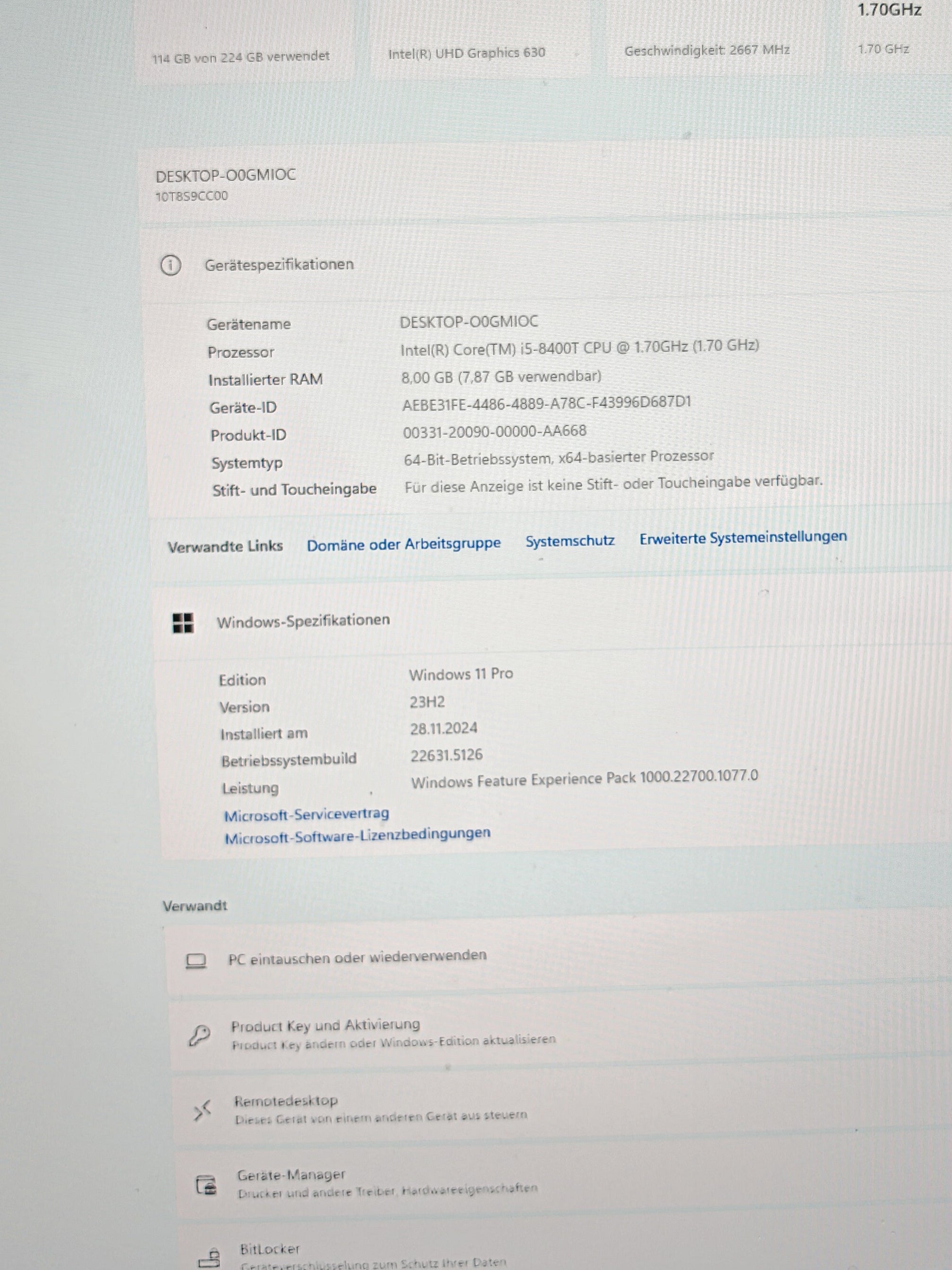 Lenovo ThinkCentre M720q Tiny Mini PC Intel Core i5 8GB 256GB SSD WLAN Windows 11 Pro